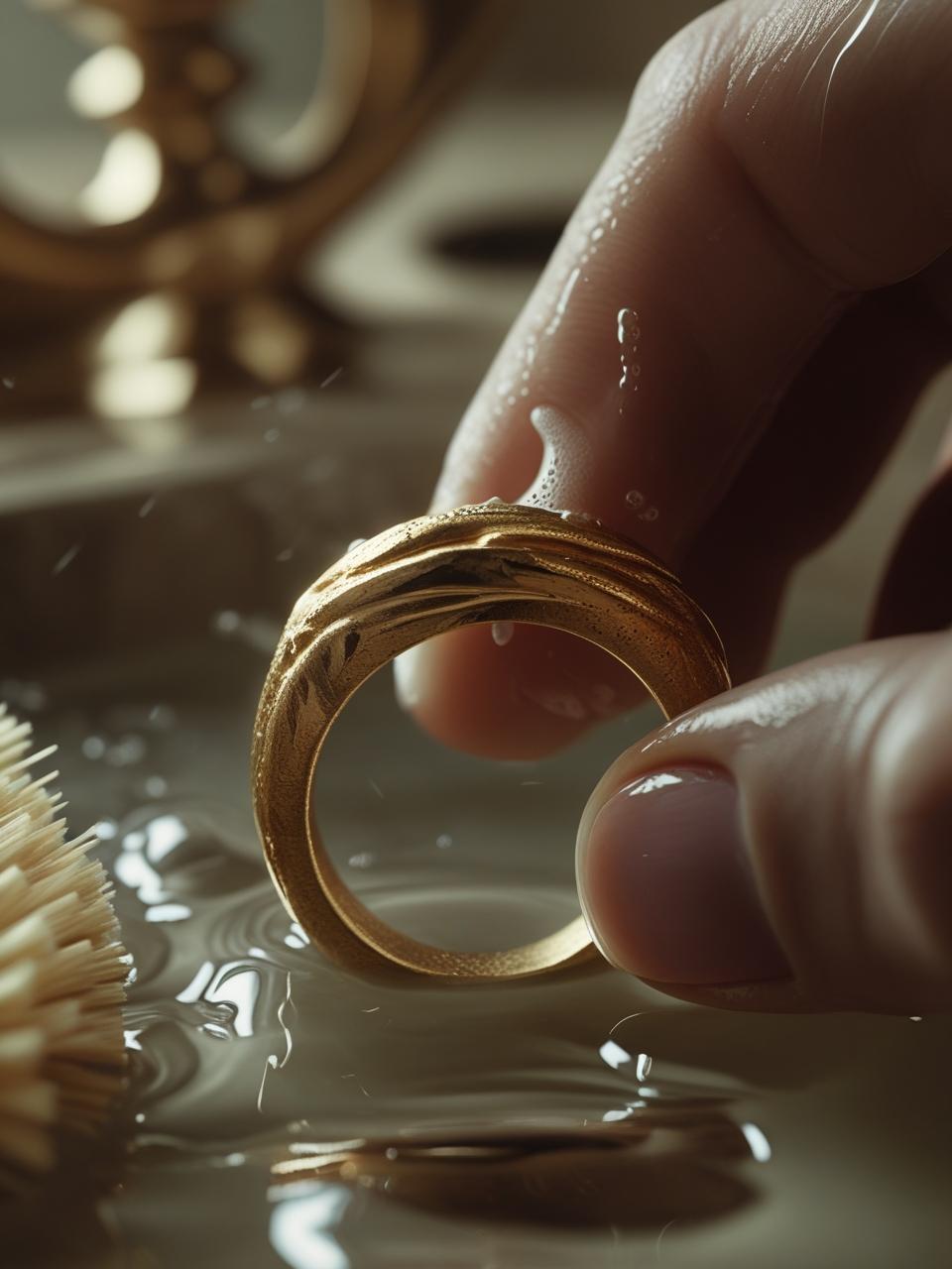 Bijoux en or étincelants après un nettoyage professionnel dans un atelier