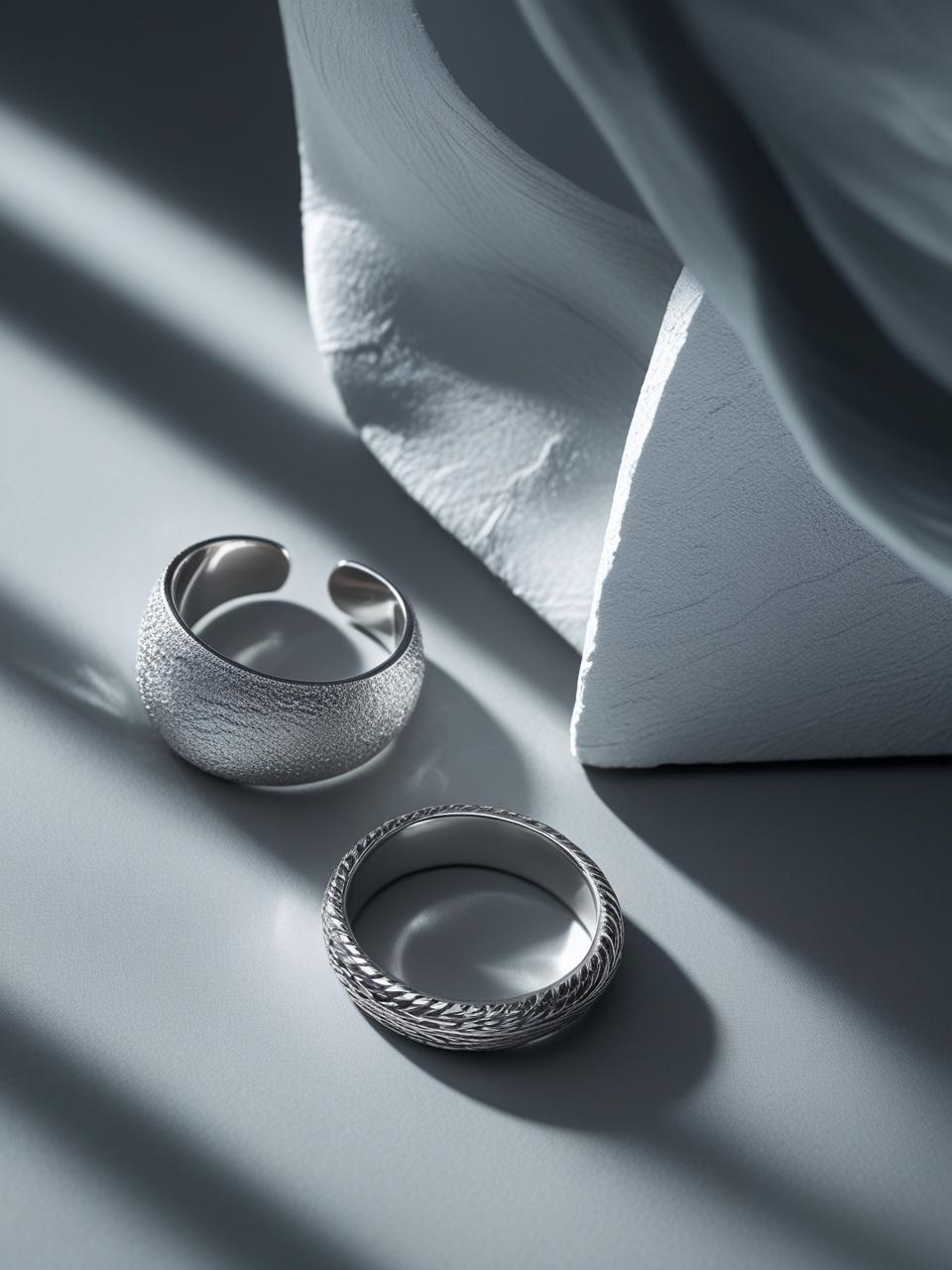 Comparaison entre argent 925 rhodié et non rhodié sous lumière blanche Comparaison entre argent 925 rhodié et non rhodié sous lumière blanche