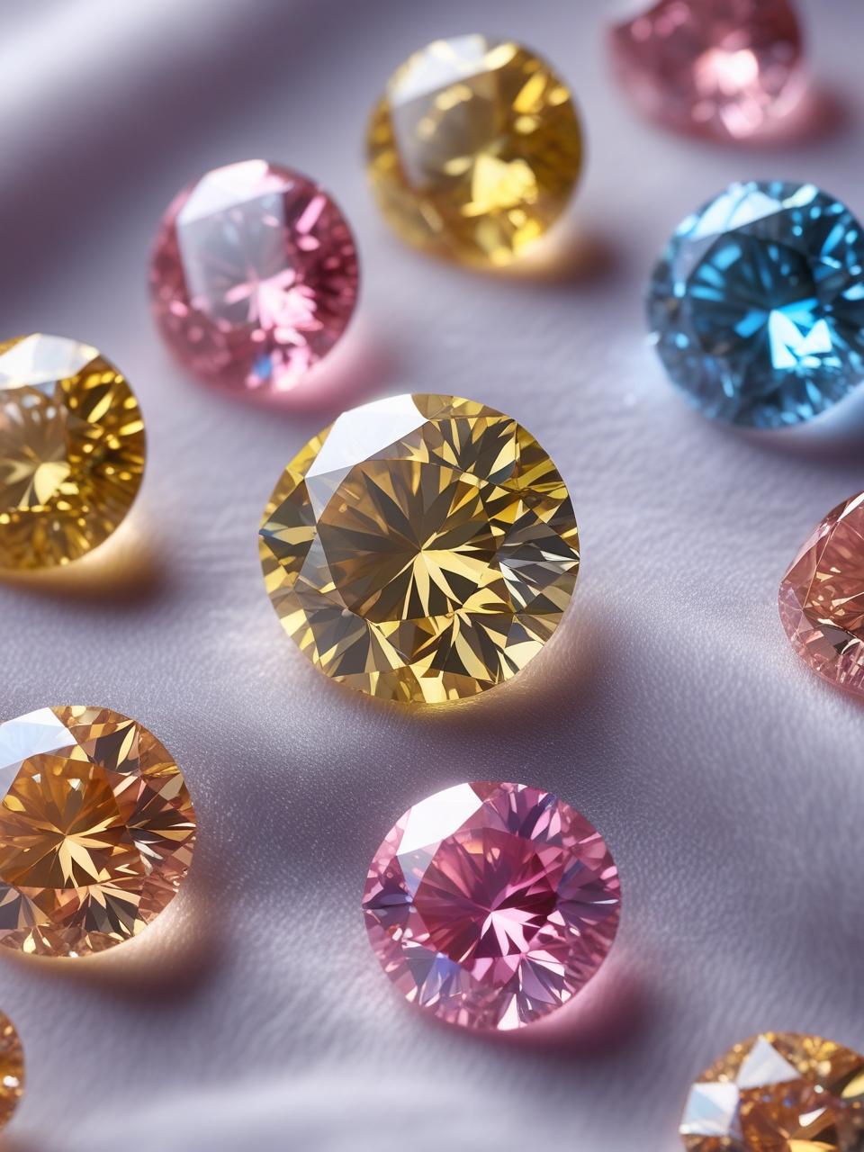Palette de couleurs naturelles de diamants fancy _ jaune, rose, bleu Palette de couleurs naturelles de diamants fancy _ jaune, rose, bleu