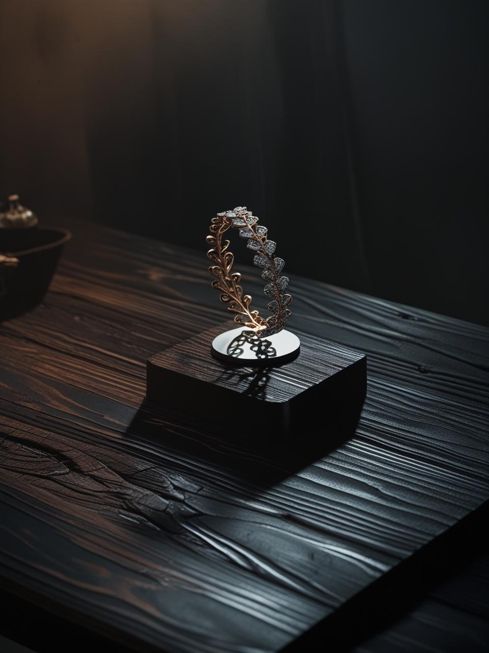 atelier bijoux Plan de travail avec modèle 3D de bijou en cours de conception