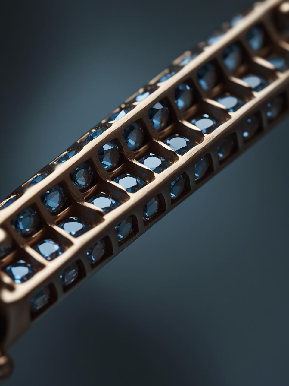 Vue rapprochée d’un rail de sertissage invisible avant insertion des pierres, il n'y a pas de metal entre chaque pierres Vue rapprochée d’un rail de sertissage invisible avant insertion des pierres, il n'y a pas de metal entre chaque pierres